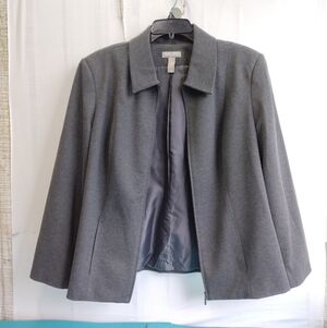 Kate Hill Woman Full Zip Lined Blazer Gray Women Size 3X